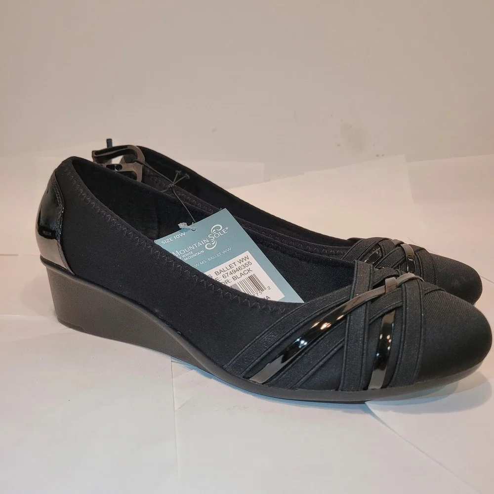 Mountain Sole by White Mountain Women's Black Wedge Ballet Flats Size‎ 10W